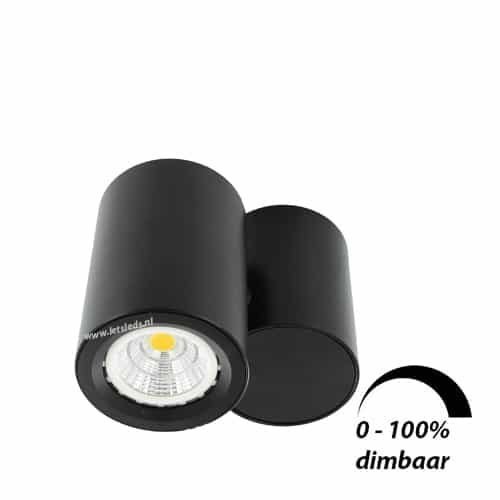 LED opbouwspot 6Watt draaibaar rond ZWART dimbaar01