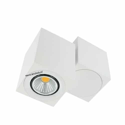 LED opbouwspot Malta 3Watt vierkant draaibaar WIT dimbaar