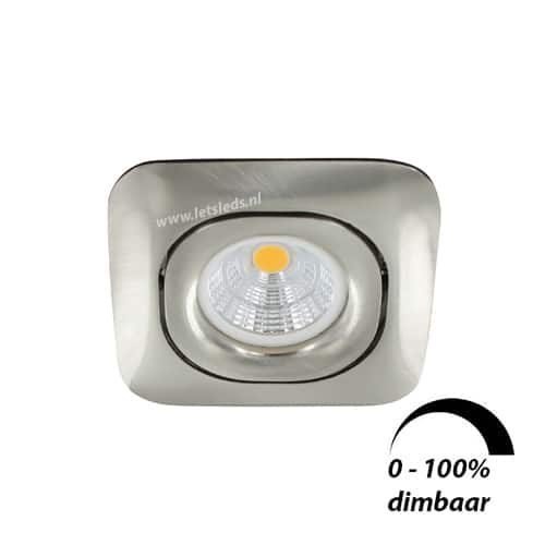 LED spot GU10 6Watt COB vierkant NIKKEL dimbaar-4
