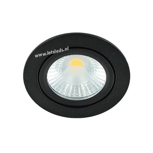 LED spot kantelbaar 5Watt rond ZWART dimbaar-D1-1